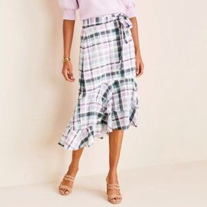Ann Taylor Skirt Women's Skirt 10P Purple Preppy Plaid Cotton Black Label Spring